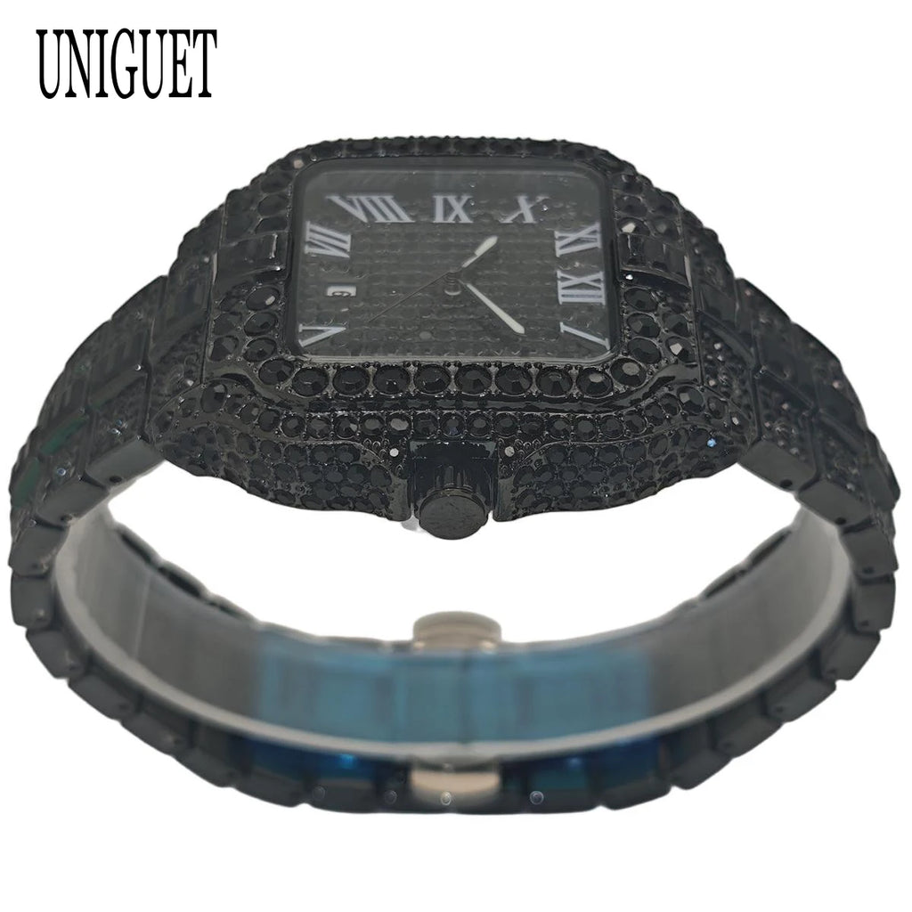 Hot Fashion Full Diamond Watch Men UNIGUET Brand Hip Hop Iced Out Bling Jewelry Square Quartz Wristwatch For Man Dropshipping