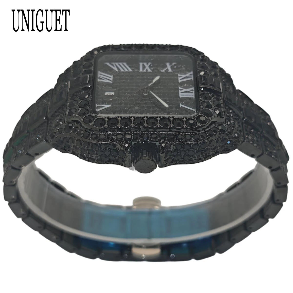Hot Fashion Full Diamond Watch Men UNIGUET Brand Hip Hop Iced Out Bling Jewelry Square Quartz Wristwatch For Man Dropshipping